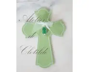 croix médaille émaillée verte