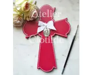 Grande croix framboise à médaile