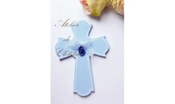 croix médaille émaillée bleu