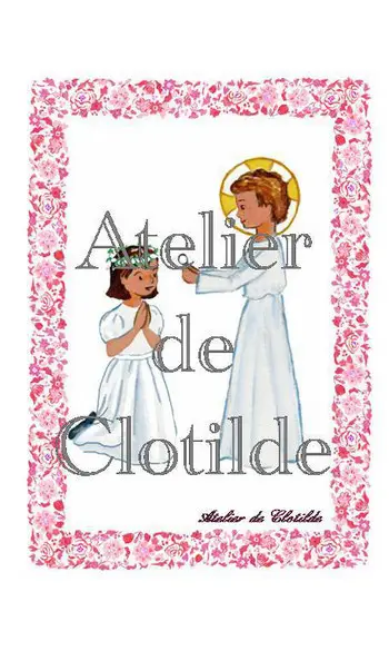 image communion enfant jésus fleur rose