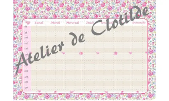 Emploi du temps effaçable rose