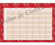 Emploi du temps effaçable rouge