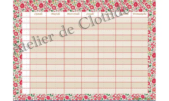 Emploi du temps effaçable danjo