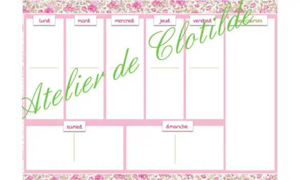 Menu effaçable rose