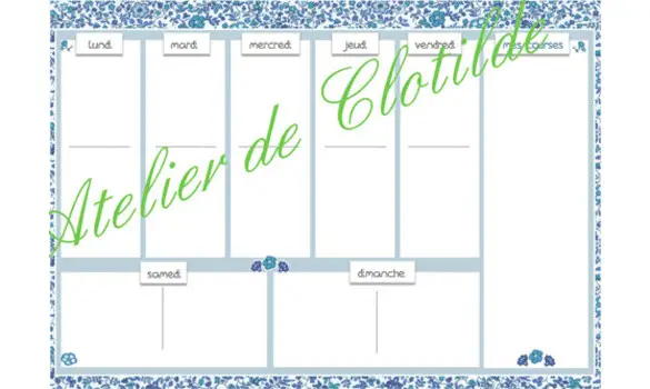 menu effaçable bleu