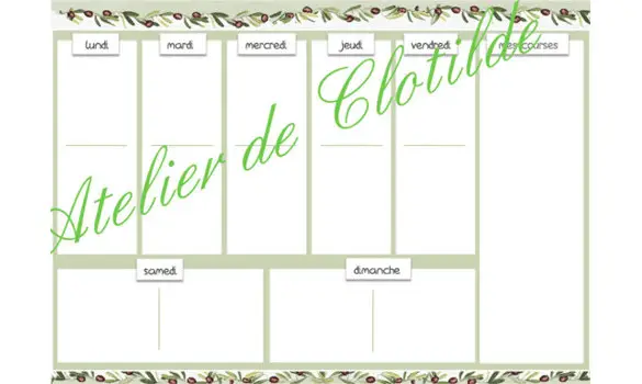 Menu effaçable olives