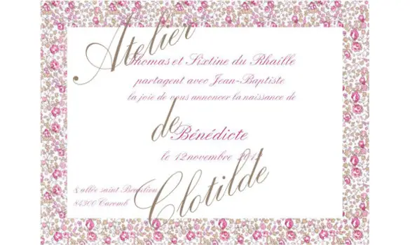 faire-part Bénédicte