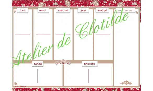 Menu effaçable Provence rouge