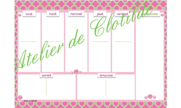 Menu effaçable quatrerose