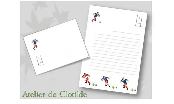 Papier à lettres Rugby