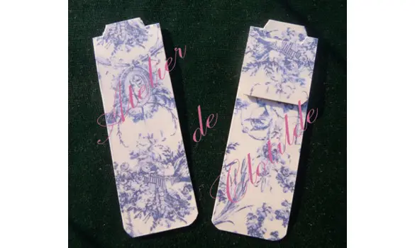 marque page toile de jouy bleue