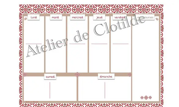 menu carreau Lys rouge