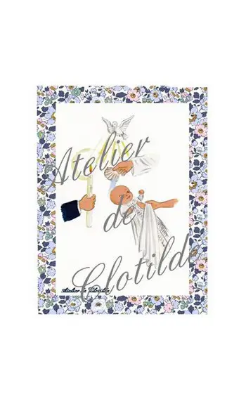 image Baptême cierge Bleu